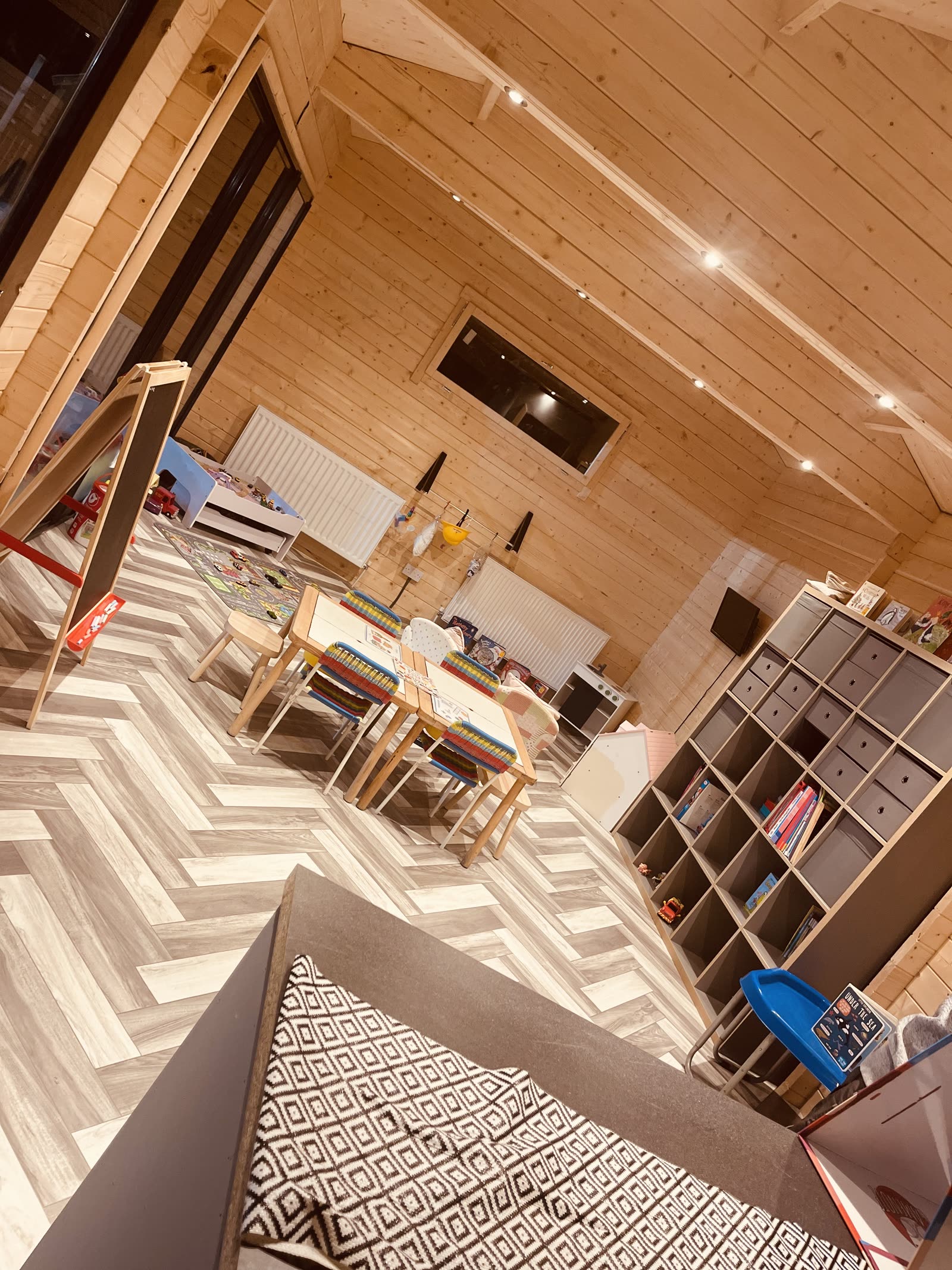 Playroom inside the purpose-built cabin at Stewart Street nursery, Crewe